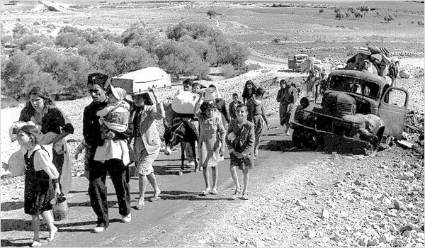Rifugiati palestinesi in fuga da Israele dopo il primo conflitto arabo-israeliano del 1948